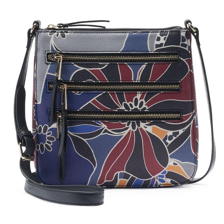 Apt. 9&reg; Robin Triple Zipper Crossbody Bag, Women's, Blue (navy)