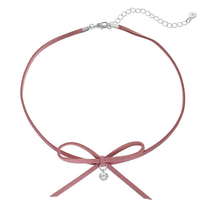 Lc Lauren Conrad Bow Faux Suede Choker Necklace, Women's, Pink
