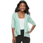 Women's Elle&trade; Mix-stitch Flyaway Cardigan, Size: Xs, Turquoise/blue (turq/aqua)