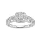 Hallmark Sterling Silver 1/4 Carat T.w. Diamond Cluster Square Halo Ring, Women's, Size: 6, White