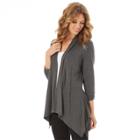 Women's Apt. 9&reg; Shark-bite Cardigan, Size: Medium, Dark Grey