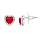 City Rox Cubic Zirconia Halo Heart Stud Earrings, Women's, Med Pink