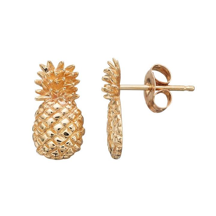 10k Gold Pineapple Stud Earrings, Women's