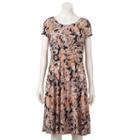 Women's Perceptions Paisley Fit & Flare Dress, Size: Small, Med Brown