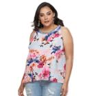 Plus Size Jennifer Lopez Floral Beaded Crepe Top, Women's, Size: 0x, Multicolor