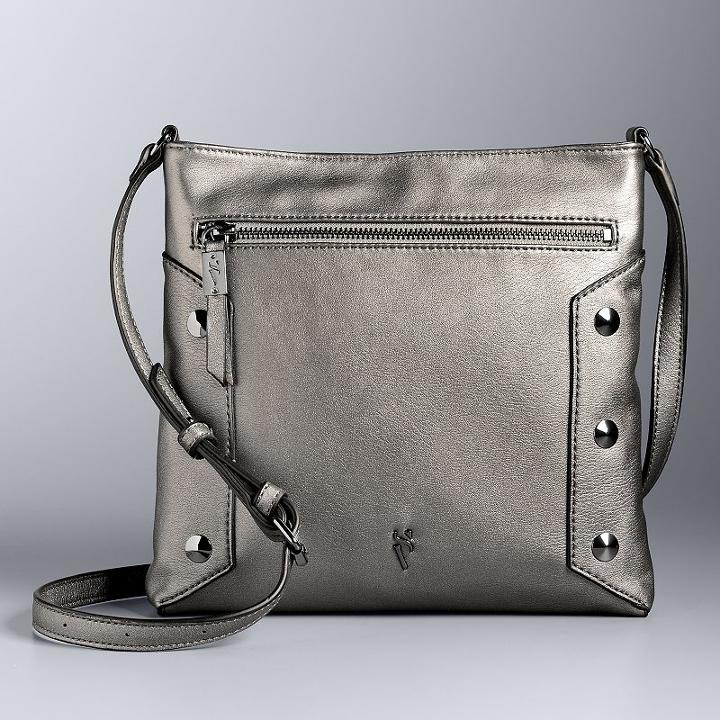 Simply Vera Vera Wang Quentini Studded Crossbody Bag, Women's, Dark Grey