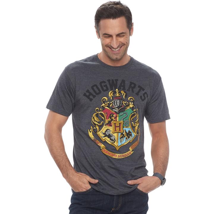 Big & Tall Harry Potter Hogwarts Tee, Men's, Size: L Tall, Grey (charcoal)