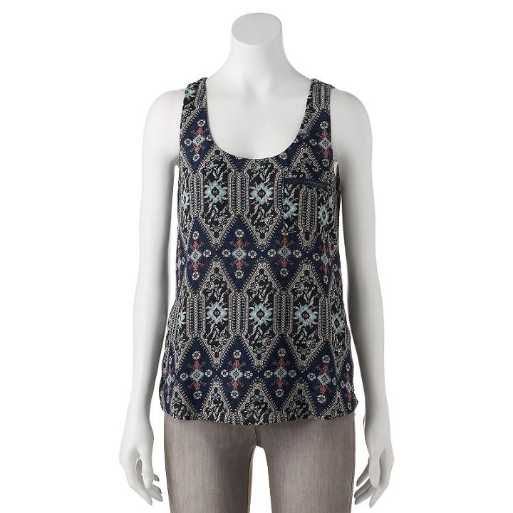 Juniors' My Michelle Zipper Accent Tank Top, Girl's, Size: Large, Dark Blue