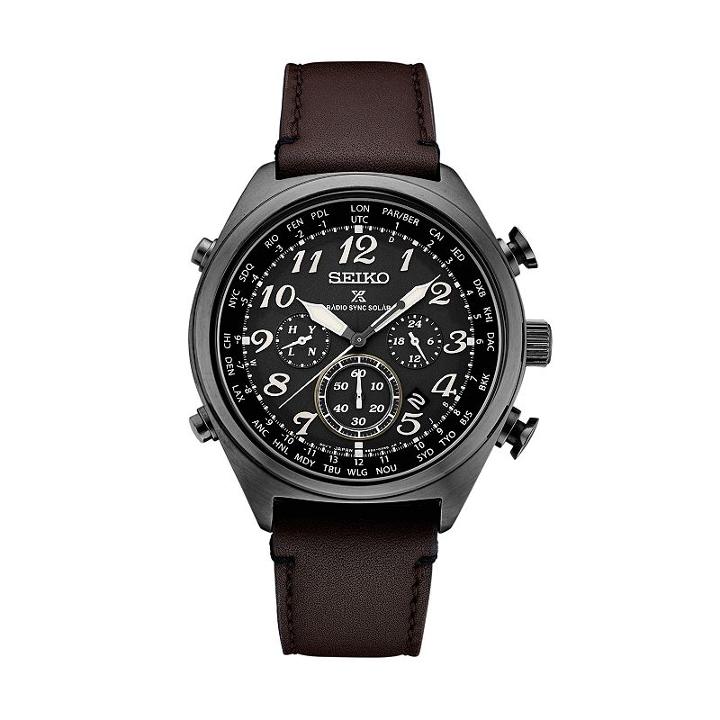 Seiko Men's Prospex Leather Radio Sync Solar Watch - Ssg015, Size: Large, Brown
