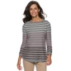 Women's Croft & Barrow&reg; Button-shoulder Crewneck Sweater, Size: Xl, Grey