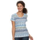 Women's Croft & Barrow&reg; Essential Classic V-neck Tee, Size: Xs, Med Blue