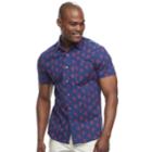 Men's Apt. 9&reg; Slim-fit Patterned Stretch Button-down Shirt, Size: Med Slim, Dark Blue