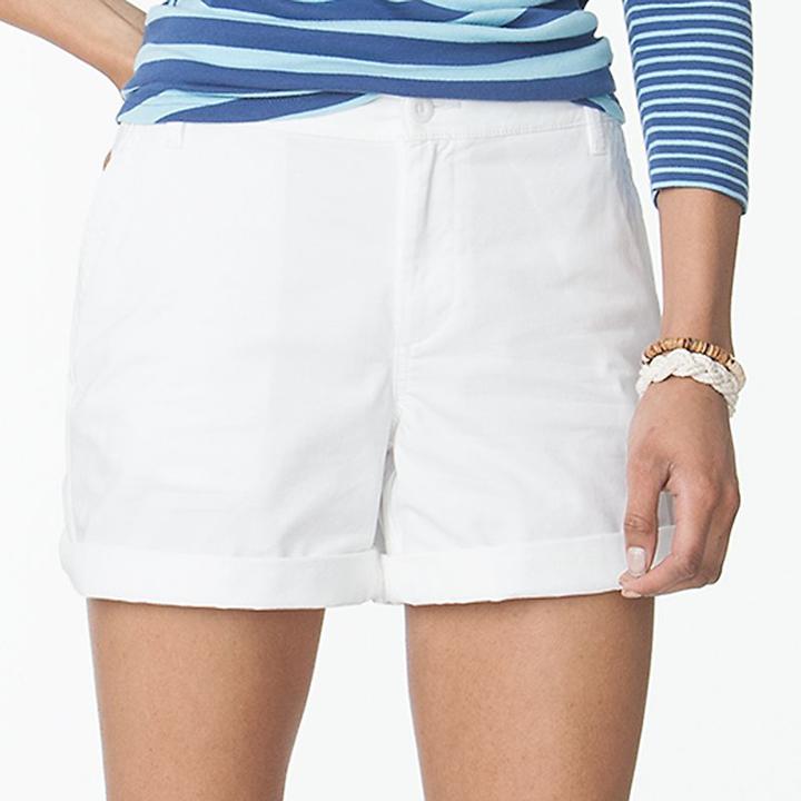 Women's Chaps Cuffed Twill Shorts, Size: 10, White