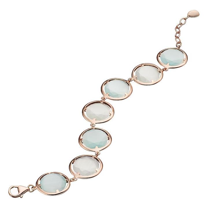 14k Rose Gold Over Silver Lab-created Light Blue Cat's-eye Bracelet, Women's, Size: 7