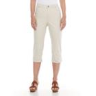 Women's Gloria Vanderbilt Jordyn Embroidered Capri Jeans, Size: 12, Lt Beige