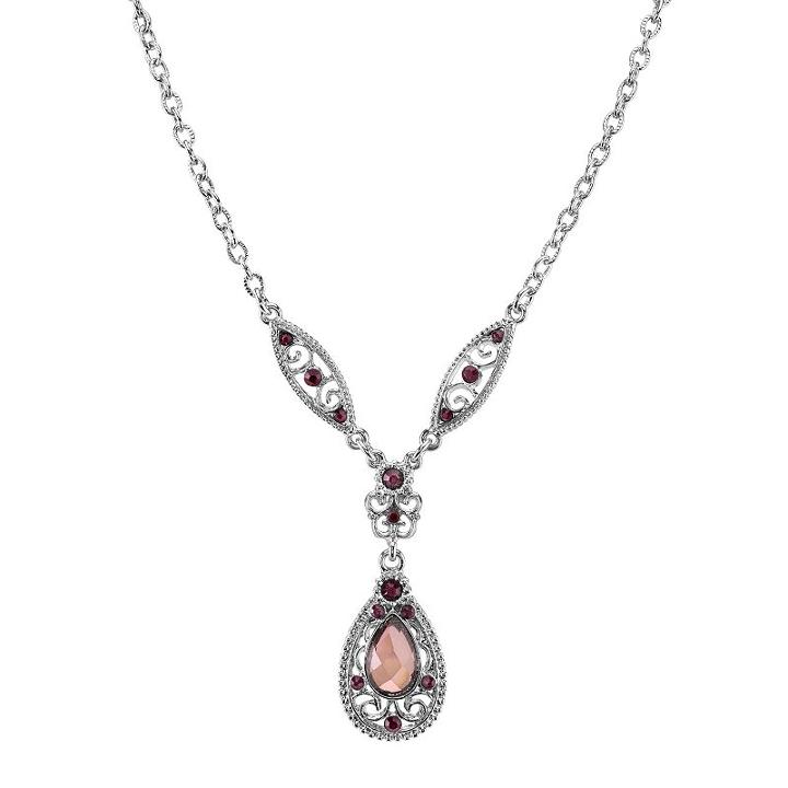 1928 Filigree Teardrop Y Necklace, Women's, Size: 16, Purple