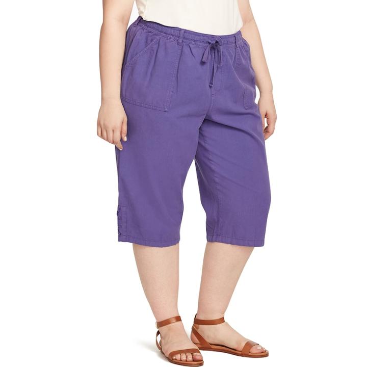 Plus Size Gloria Vanderbilt Lillith Lace-up Hem Capris, Women's, Size: 2xl, Med Purple