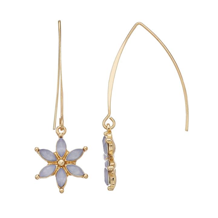 Lc Lauren Conrad Blue Flower Nickel Free Stick Drop Earrings, Women's