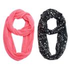 Girls 4-16 2-pk. Printed Foil & Solid Knit Scarves, Girl's, Black