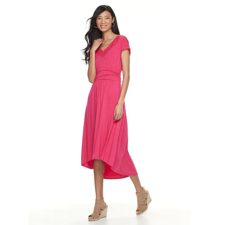 Petite Apt. 9&reg; Lace High-low Maxi Dress, Women's, Size: S Petite, Med Pink