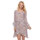 Juniors' Love, Fire Ribbed Bell Sleeve Swing Dress, Teens, Size: Small, Purple Oth