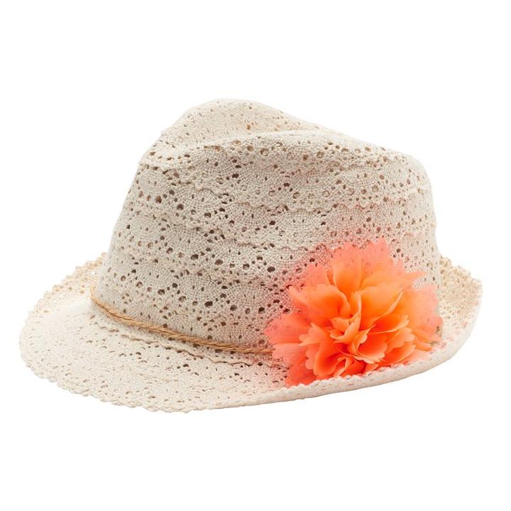 Girls 4-16 Crochet Fedora, Med Red