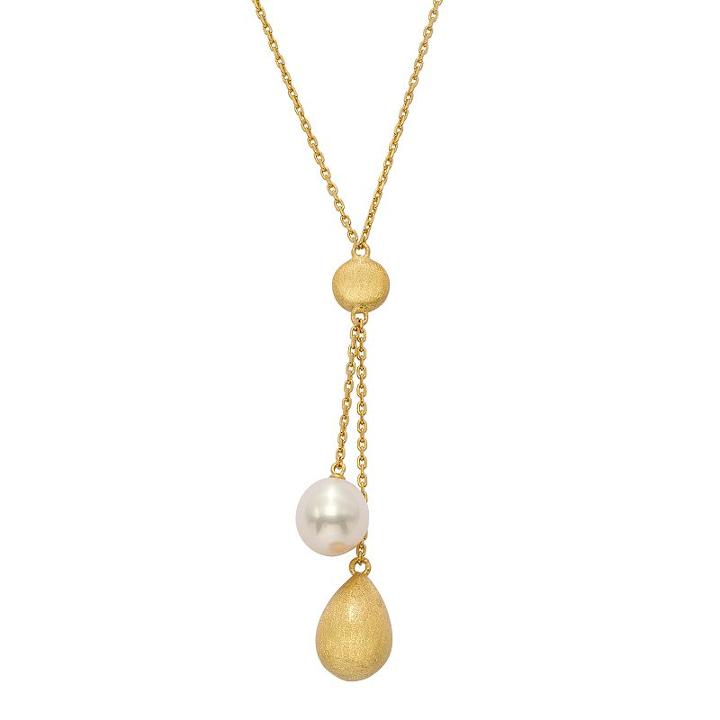 14k Gold Over Silver Freshwater Cultured Pearl And Bead Drop Necklace, Women's, Size: 18, White