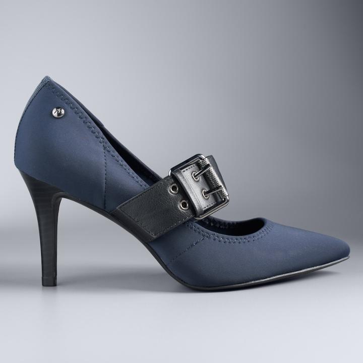 Simply Vera Vera Wang Larkspur Women's Buckle High Heel Pumps, Size: Medium (7.5), Blue (navy)