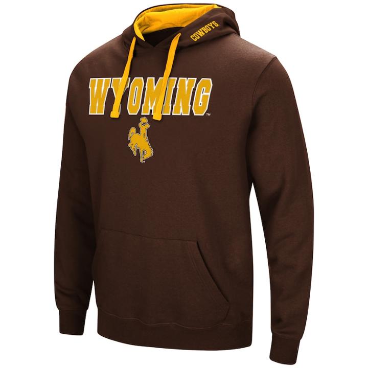 Men's Wyoming Cowboys Pullover Fleece Hoodie, Size: Small, Dark Brown