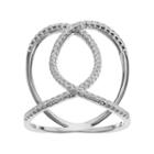 Silver Tone Cubic Zirconia Double Loop Ring, Women's, Grey