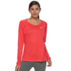 Women's Nike Dry Miler Long Sleeve Running Top, Size: Large, Dark Pink