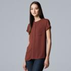 Women's Simply Vera Vera Wang Essential Textured Popover Top, Size: Small, Dark Red