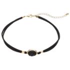 Black Simulated Drusy Double Strand Cord Choker Necklace, Women's