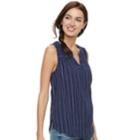 Women's Sonoma Goods For Life&trade; Printed Splitneck Tank, Size: Medium, Dark Blue