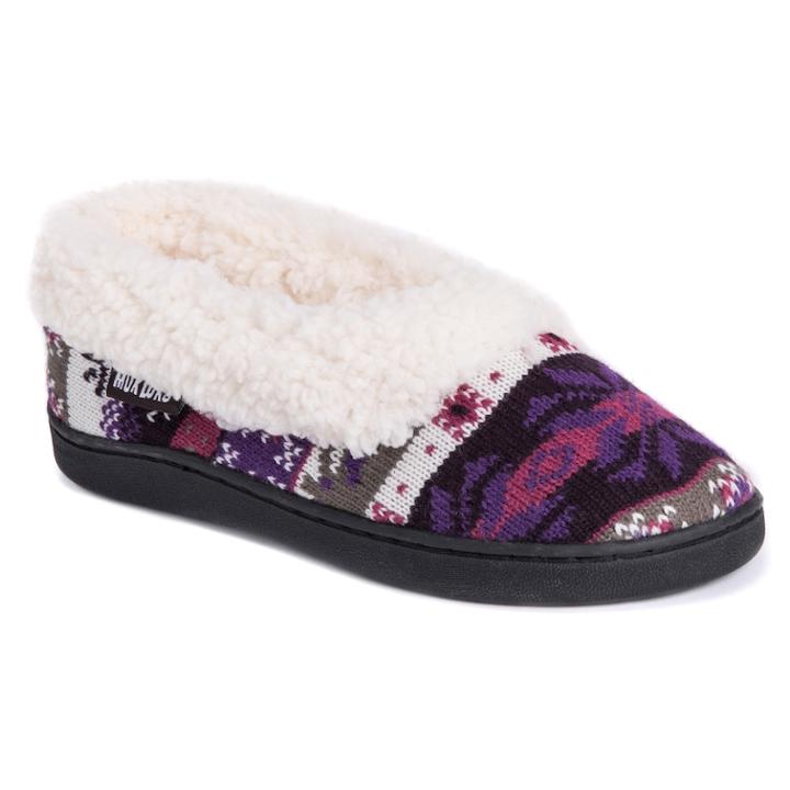 Muk Luks Women's Striped Slide Slippers, Size: Medium, Drk Purple