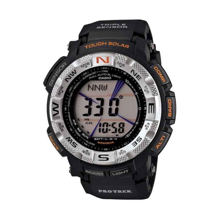 Casio Men's Pro Trek Black Ion Stainless Steel Digital Solar Watch