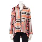 Women's Dana Buchman Striped Shark-bite Shirt, Size: Small, Lt Orange