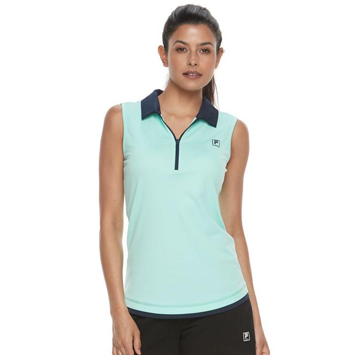 Women's Fila Sport&reg; Layered Hem Sleeveless Polo, Size: Xl, Turquoise/blue (turq/aqua)