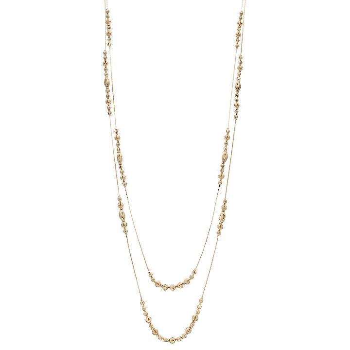 Napier Long Beaded Double Strand Station Necklace, Women's, Gold