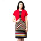 Women's Ile New York Striped Dress & Jacket Set, Size: 16, Multicolor