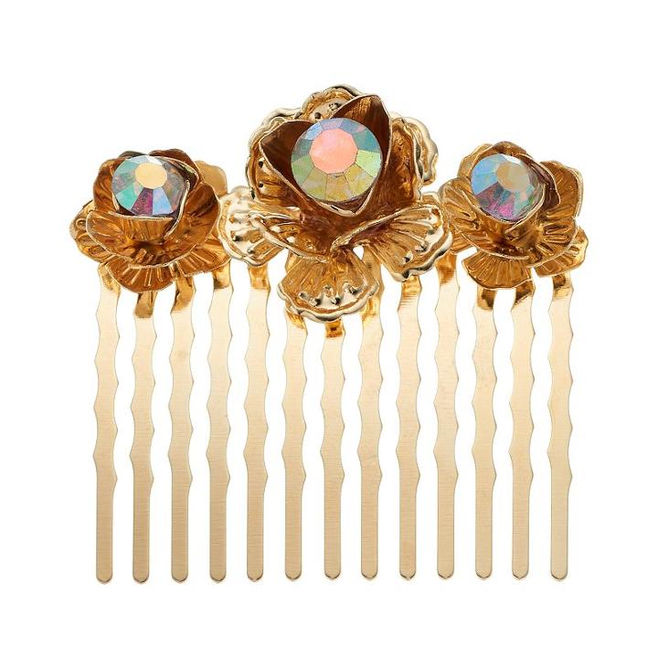 Lc Lauren Conrad Triple Flower Hair Comb, Women's, Gold