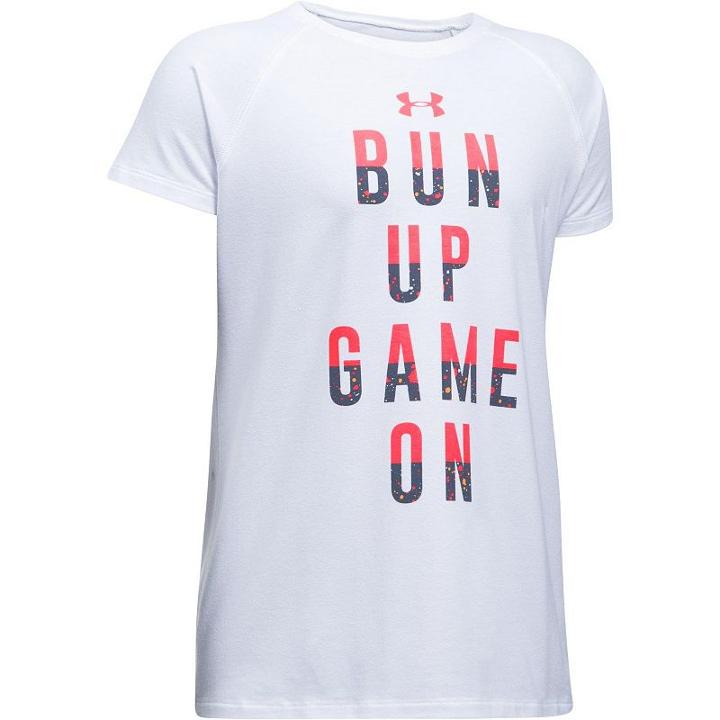 Girls 7-16 Under Armour Bun Up Game On Graphic Tee, Size: Large, White
