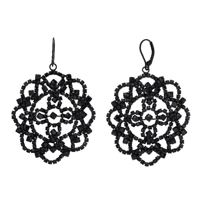 Simply Vera Vera Wang Lace Pattern Simulated Stone Drop Earrings, Women's, Black