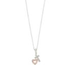 10k White Gold 1/10 Carat Diamond Cross & Heart Pendant Necklace, Women's, Size: 18