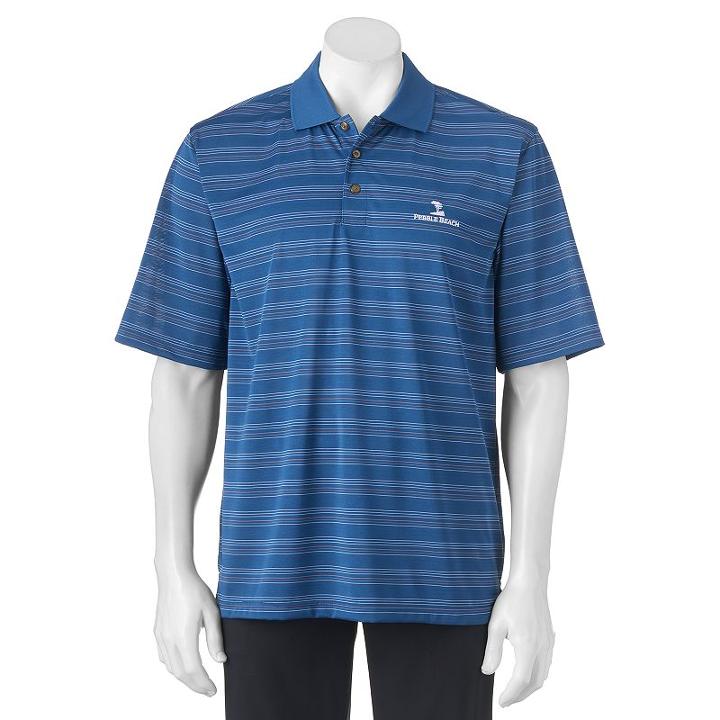 Men's Pebble Beach Classic-fit Texture-striped Performance Golf Polo, Size: Small, Blue (navy)