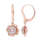 10k Rose Gold Morganite & 1/6 Carat T.w. Diamond Flower Drop Earrings, Women's, Pink