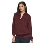 Women's Jennifer Lopez Oversize Bomber Jacket, Size: Medium, Dark Red
