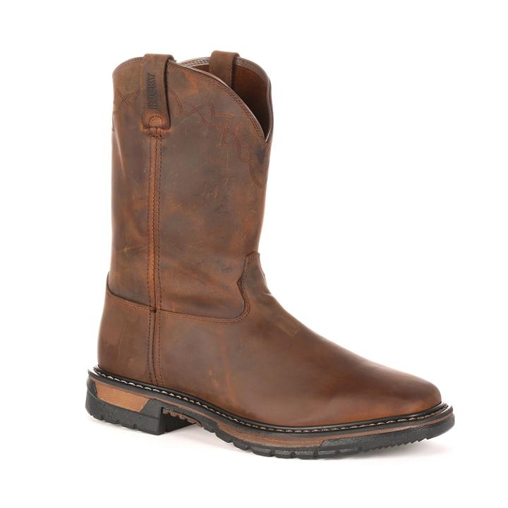 Rocky Original Ride Men's Steel-toe Work Boots, Size: 8.5 Wide, Dark Brown