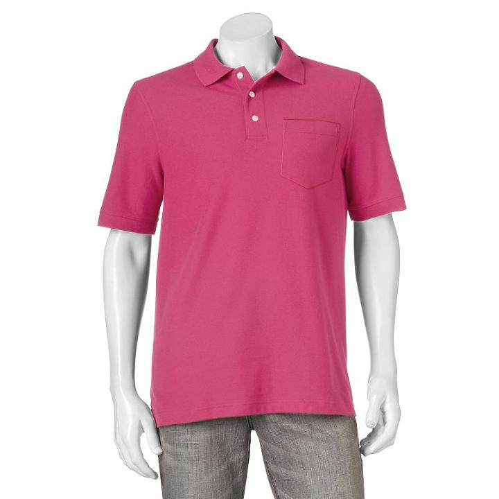 Men's Croft & Barrow&reg; Performance Pocket Pique Polo, Size: Medium, Pink