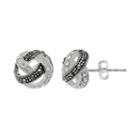 Silver Luxuries Marcasite & Crystal Knot Stud Earrings, Women's, Grey